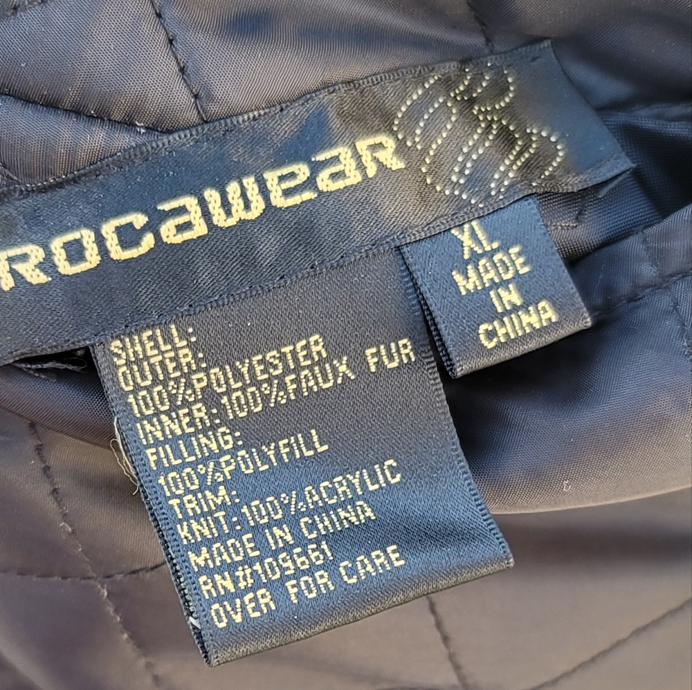 Vtg Rocawear Quilted Faux Fur Reversible Jacket - Picture 10 of 12